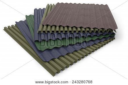 Corrugated Sheets Isolated On White. 3d Rendering