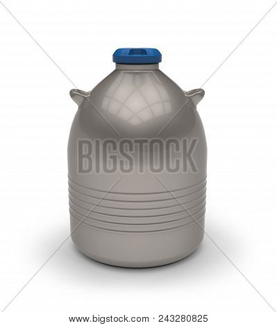 Cryogenic Dewar Flask Isolated On White. 3d Rendering