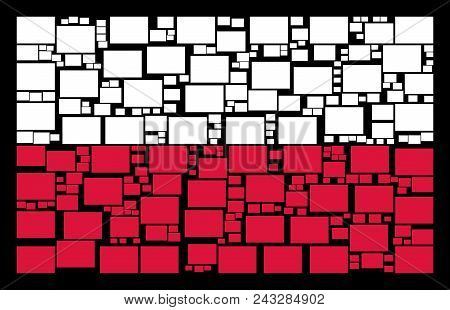 Polish National Flag Concept Combined From Filled Rectange Design Elements. Flat Vector Filled Recta