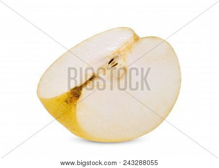 Sliced Chinese Pear Isolated On White Background