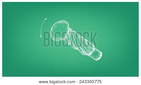 Manufacturing And Industry, Illustration Hand Drawn Sketch Of Hammer Drive Screw. A Type Of Fastener