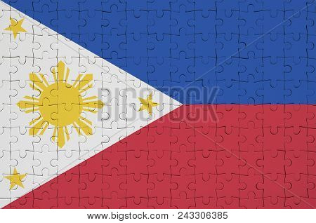 Philippines Flag  Is Depicted On A Folded Puzzle