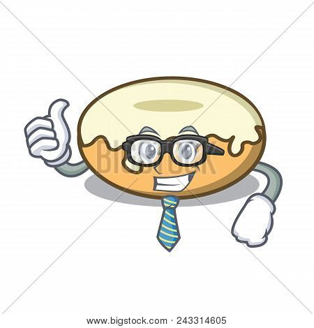 Businessman Donut With Sugar Character Cartoon Vector Illustration
