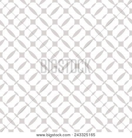 Silver Geometric Seamless Pattern. Simple Texture With Circles, Rounded Shapes, Grid, Lattice. Abstr