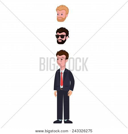 Chatacter Creation Options, Allowing To Choose Another Appearance Of Man With Tie And Smile, Wearing