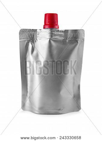 Aluminum Doy-pack On White Background. Clean For Your Design