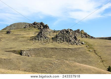 Hills With Big Inexplicable Stone Structures In Suvinian Saxony Castle Near Buryat Village Suvo, Rep