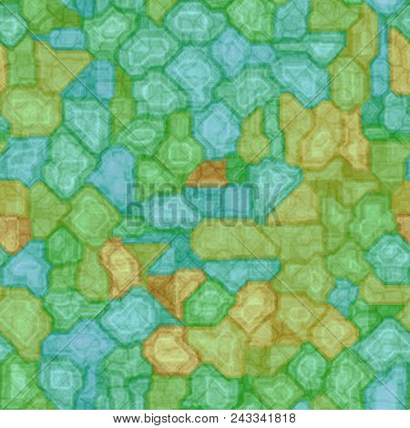 Cyan Blue Green Orange Seamless Polygone Modern Pattern Texture