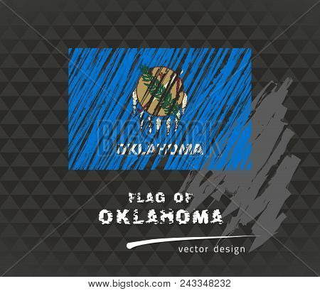 Oklahoma Flag, Vector Sketch Hand Drawn Illustration On Dark Grunge Background