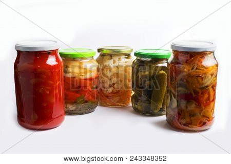 Canned Farm Vegetables In Cans.harvesting For The Future Winter For Canned Vegetables
