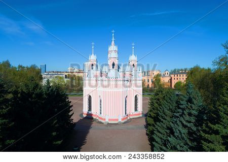 Chesma Church (church Of The Nativity Of John The Baptist) On A Sunny May Morning. Saint Petersburg,