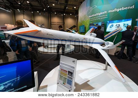 Berlin - April 26, 2018: Space Pavilion. Stand Of The German Aerospace Center (dlr). Mockup Of Alna 