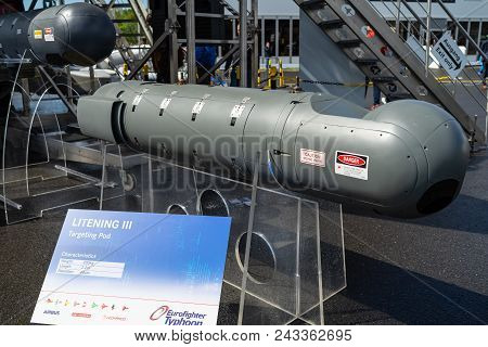 Berlin - April 26, 2018: An Advanced Precision Targeting Pod System Litening Iii. Used On The Aircra