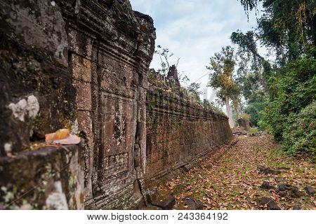Historic Ruins Of Preah Khan Temple At Angkor Complex  In Siem Reap, Cambodia.