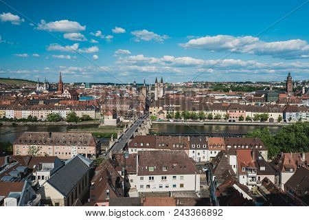 Germany, Wurzburg - May 21: Aerial View Of The Historic City Of Wurzburg, Region Of Franconia, North