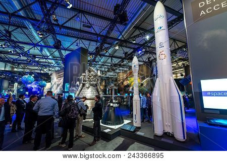Berlin - April 26, 2018: Space Pavilion. Mockups Of Missile Carriers European Space Agency (ariane, 