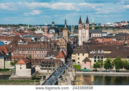 Germany, Wurzburg - May 21: Aerial View Of The Historic City Of Wurzburg, Region Of Franconia, North