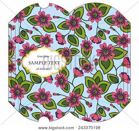 Die-cut Pillow Box With Floral Pattern Vector