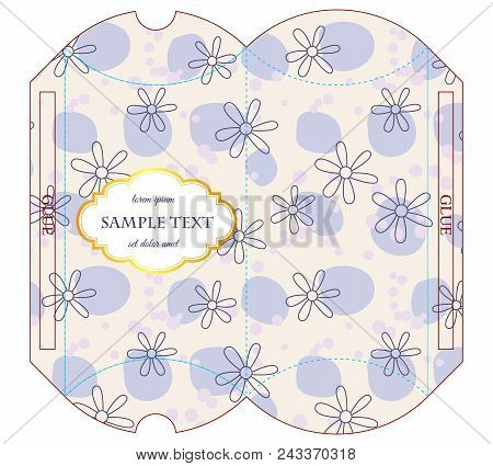 Die-cut Pillow Box With Floral Pattern Vector