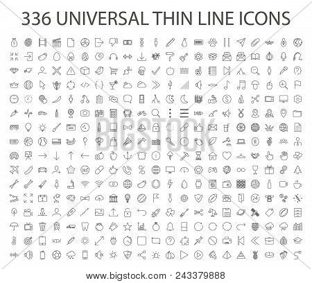 336 Universal Thin Line Icon Vector. Outline Web, Business, Finance, Arrow, Sport, Food, Technology,