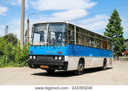 Asha, Russia - June 7, 2009: Interurban Coach Bus Ikarus 256 In The City Street.