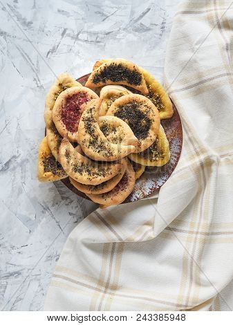Wheat Tortillas With Herbs And Spices. Homemade Cake. Arabic Cuisine