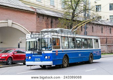 Moscow, Russia - May 5, 2012: Urban Trolleybus Ziu 682gm1 In The City Street.
