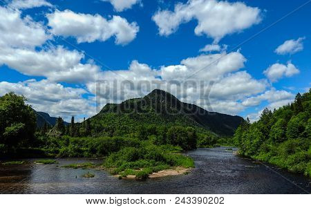 This View Of This Moutain In The Center Of The Valey Of Jaques-cartier National Park   Is A Great Sp