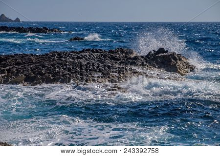 Photo Of Sea Water Beating Against Rock, Cirkewwa, Malta