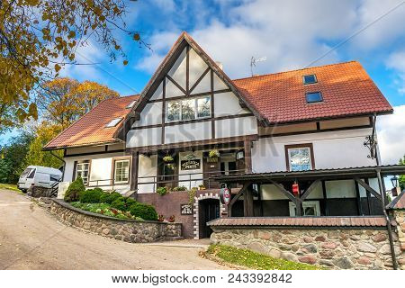 Kandava, Latvia-october 11, 2016: Modern Tavern In A Small Regional Town In Kurzeme Region Of Latvia