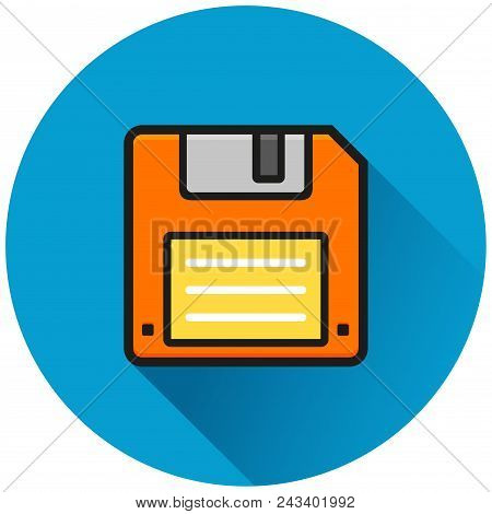 Illustration Of Floppy Disk Circle Blue Icon