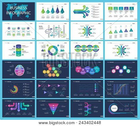 Project Infographic Design Template Set For Stock And Trade Concept. Can Be Used For Business Projec