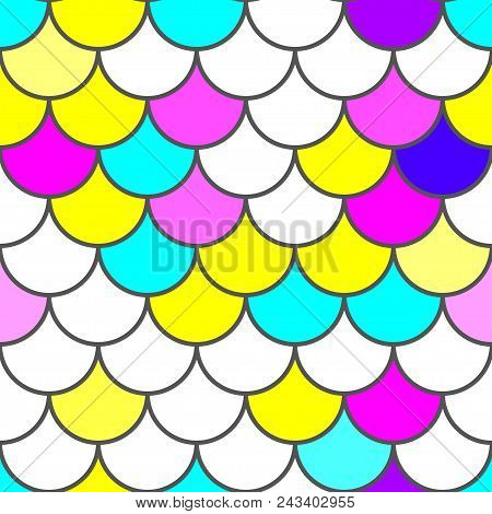 Mermaid Scales. Traditional White Ad Pink Japanese Seamless Pattern. Pink Soft Colored Fish Squama. 