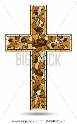 The Illustration In Stained Glass Style Painting On Religious Themes, Stained Glass Window In The Sh