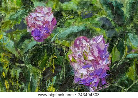 Original Handmade Abstract Oil Painting Bright Flowers Made Palette Knife. Red Violet Pink Abstract 