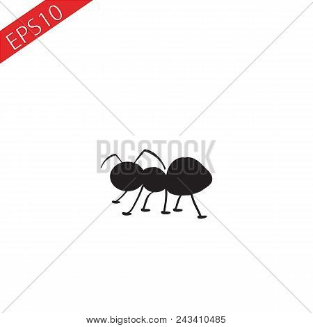 Cartoon Ant Insect Bug Stylized Black Silhouette Vector Icon Eps 10.