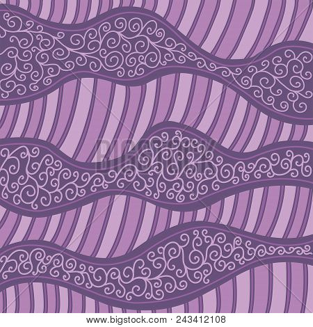 Beautiful Abstract Floral, Waved And Striped Pattern