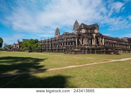 Angkor Wat In Front Of Blue Sky In Cambodia Asia