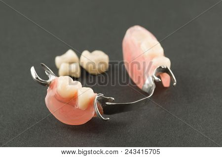 Large Image Of A Modern Denture On A Black Background