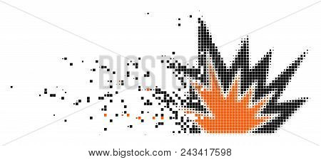 Dissolved Explosion Boom Dot Vector Icon With Disintegration Effect. Rectangular Items Are Combined 