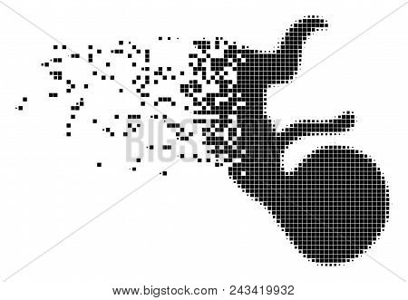 Fractured Human Embryo Dotted Vector Icon With Disintegration Effect. Rectangle Items Are Composed I