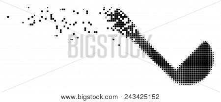 Fractured Scoop Dot Vector Icon With Disintegration Effect. Rectangle Elements Are Grouped Into Disp