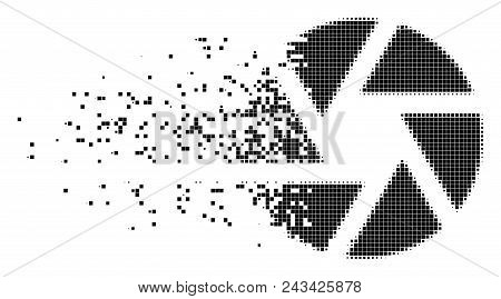 Fractured Shutter Dot Vector Icon With Disintegration Effect. Square Fragments Are Combined Into Dis