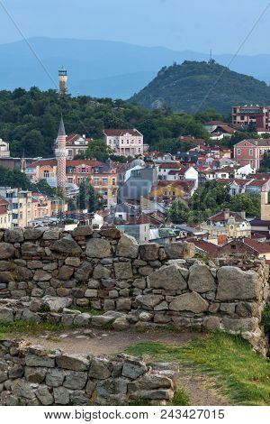 Plovdiv, Bulgaria - May 24, 2018: Amazing Night Panorama To City Of Plovdiv From Nebet Tepe Hill, Bu