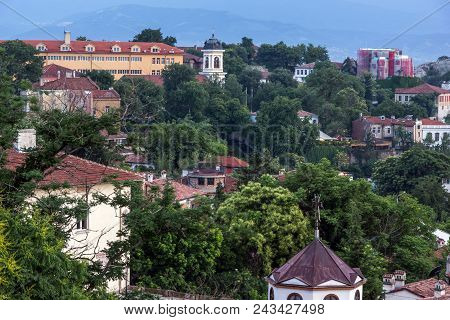 Plovdiv, Bulgaria - May 24, 2018: Amazing Night Panorama To City Of Plovdiv From Nebet Tepe Hill, Bu