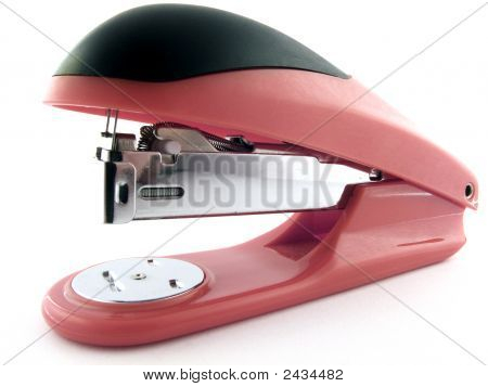 Red Stapler On A White Background. Isolated 3