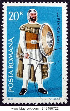 Romania - Circa 1980: A Stamp Printed In Romania Shows Dacian Warrior, Circa 1980