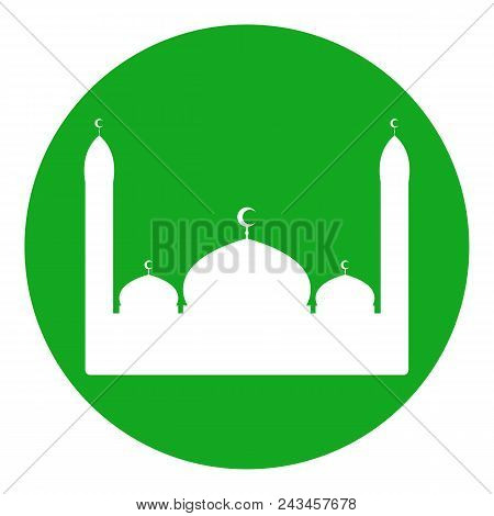 Islamic Mosque Silhouette Icon. Green. Vector Illustration.