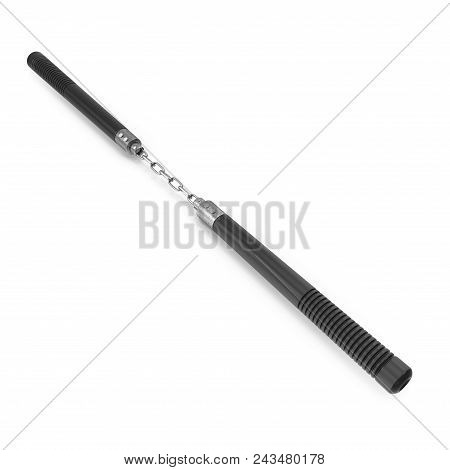Karate Sticks Or Nunchuks On White Background. 3d Illustration
