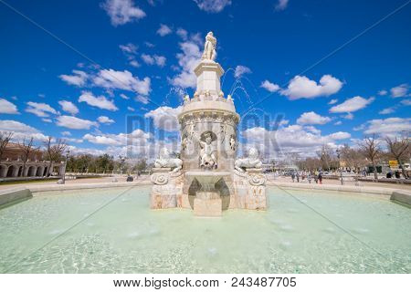 Aranjuez, Madrid, Spain. MARCH 25, 2018. Fountain of the Mariblanca de Aranjuez